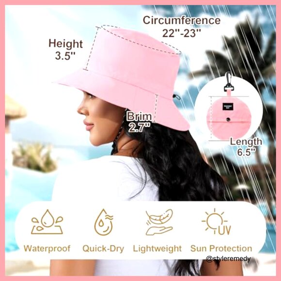 Waterproof Nylon Packable Bucket Hat UV Protection Adjustable main image 6